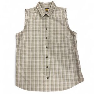 Eddie Bauer Women’s Beige Plaid Sleeveless Shirt